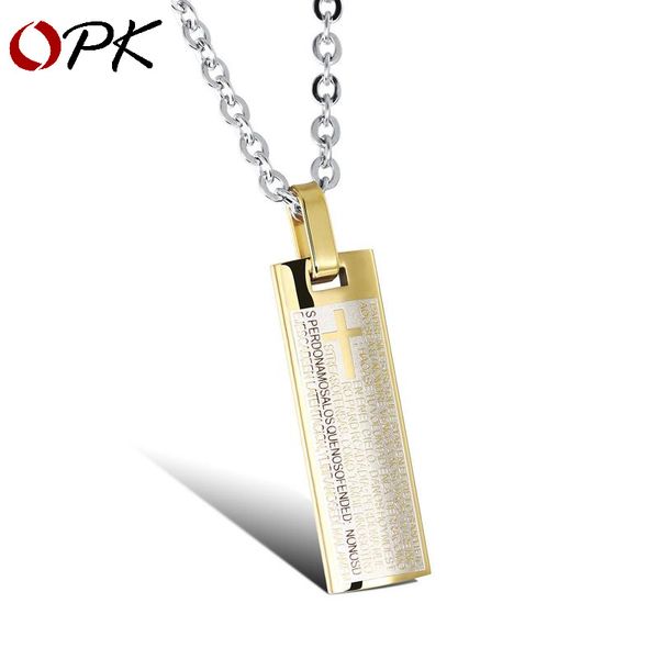 opk stainless steel jewelry spanish bible main prayer cross titanium steel boy necklace chaoren accessories, Silver
opk stainless steel jewelry spanish bible main prayer cross titanium steel boy necklace chaoren accessories, Silver
