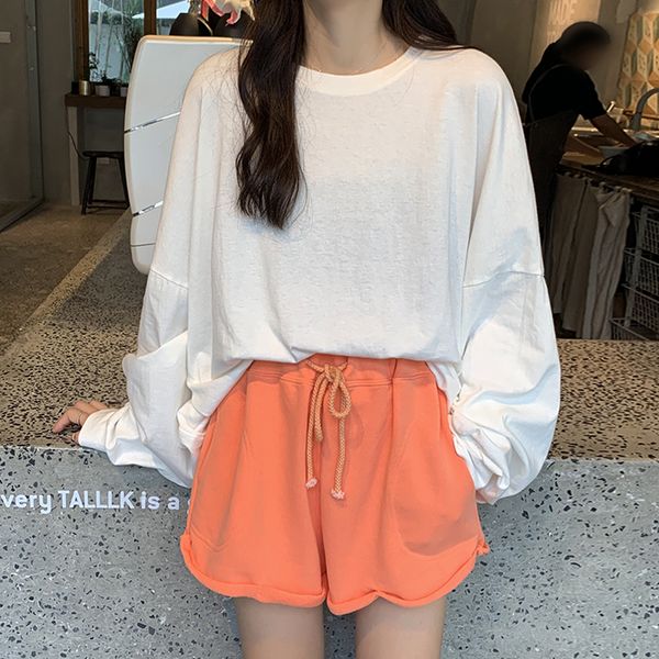 women's t-shirt 2021 girl loose lazy style women autumn korean fashion solid color long sleeve o-neck shirts for, White
women's t-shirt 2021 girl loose lazy style women autumn korean fashion solid color long sleeve o-neck shirts for, White