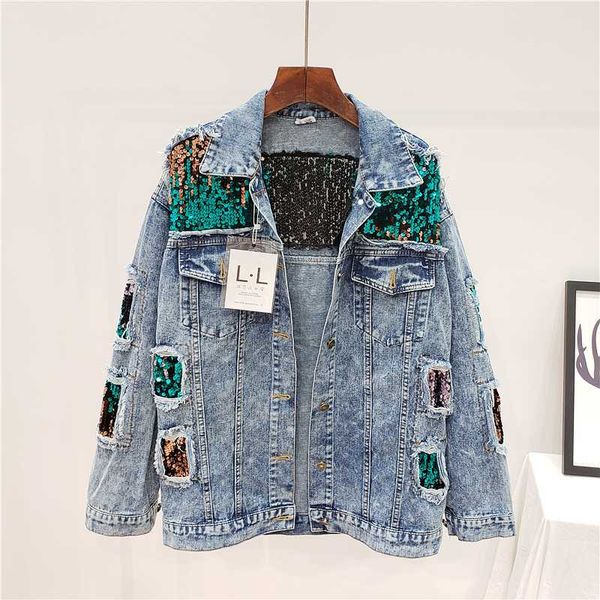 denim women jacket autumn 2020 spring vintage collision color sequins shiny loose coat long sleeve outerwear female coat fashion, Black;brown
denim women jacket autumn 2020 spring vintage collision color sequins shiny loose coat long sleeve outerwear female coat fashion, Black;brown