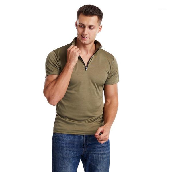 mens t-shirts summer stand neck short sleeve high street casual designer t shirts solid color zipper, White;black
mens t-shirts summer stand neck short sleeve high street casual designer t shirts solid color zipper, White;black