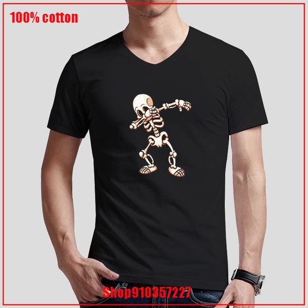 men's t-shirt new design street style loose v-neck skull dab halloween dabbing skeleton costume trick or treat