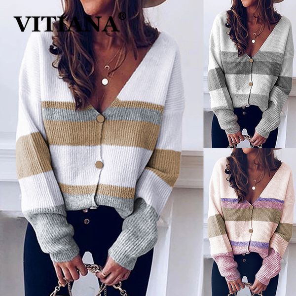 vitiana woman knit sweater women autumn 2020female casual long sleeve button cardigan knitted sweaters femme striped clothes, White
vitiana woman knit sweater women autumn 2020female casual long sleeve button cardigan knitted sweaters femme striped clothes, White