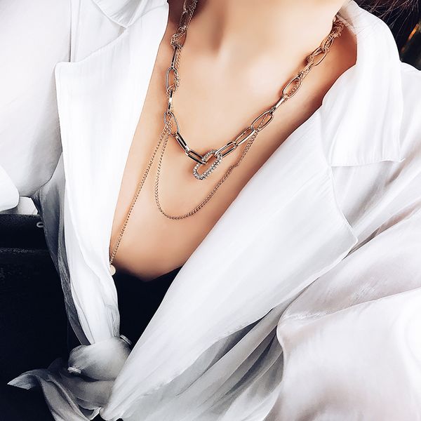 luxury exaggerated pendant iced out chain necklace multi-layer clavicle chain necklace full crystal for women party jewelry, Silver
luxury exaggerated pendant iced out chain necklace multi-layer clavicle chain necklace full crystal for women party jewelry, Silver