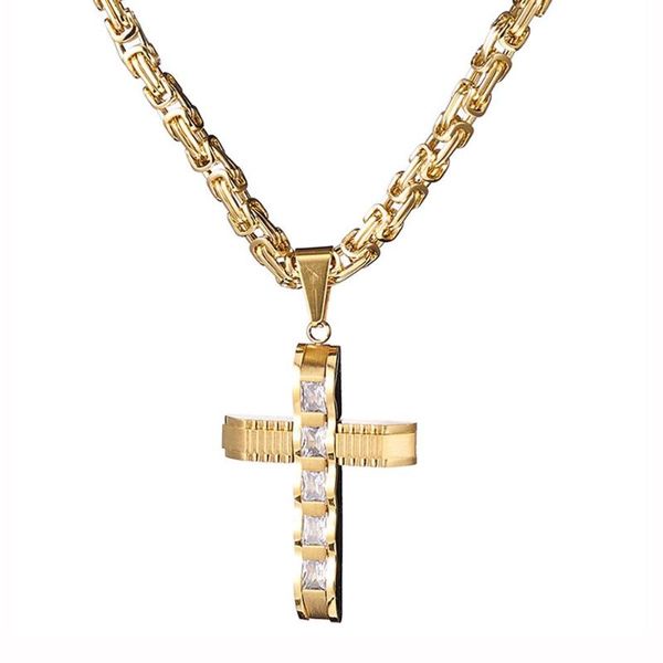 gold jesus cross pendant necklace men jewelry 316 stainless steel charms byzantine link chain crystal christian crucifix, Silver
gold jesus cross pendant necklace men jewelry 316 stainless steel charms byzantine link chain crystal christian crucifix, Silver