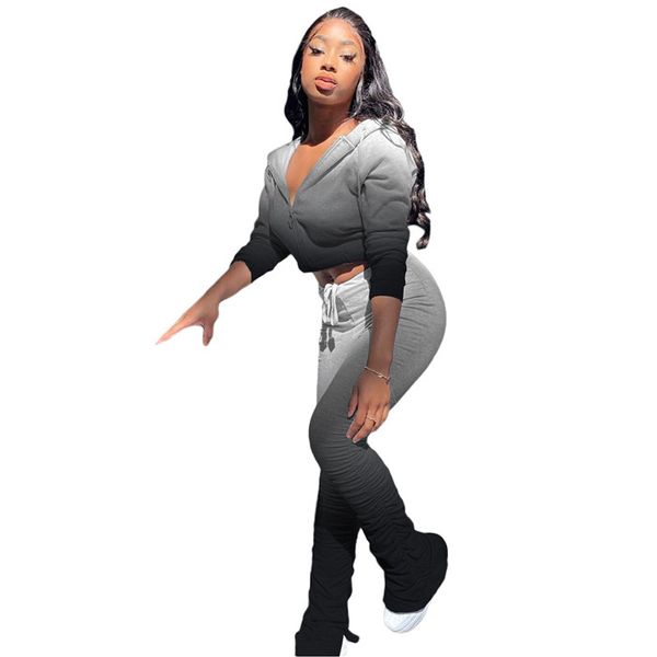 designer women tracksuits gradient cardigan hoodies and stacked pants women two piece pants sets casual woman clothing, Gray
designer women tracksuits gradient cardigan hoodies and stacked pants women two piece pants sets casual woman clothing, Gray