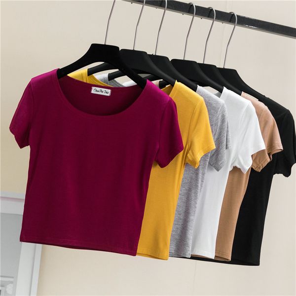 women's t-shirt summer t shirt for women fitness shirts modal o neck short sleeve casual solid cropped streetwear tshirts, White
women's t-shirt summer t shirt for women fitness shirts modal o neck short sleeve casual solid cropped streetwear tshirts, White