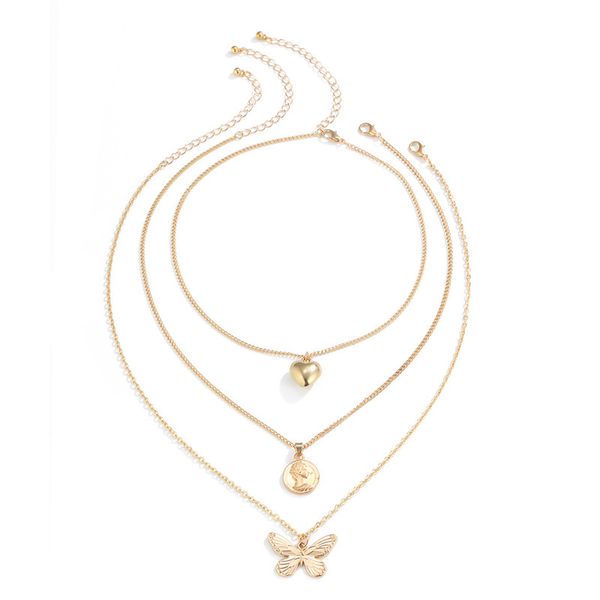 10sets/lot european retro butterfly pendant necklaces multi layer relief heart snake chain women alloy clavicle chain jewelry accessories, Silver
10sets/lot european retro butterfly pendant necklaces multi layer relief heart snake chain women alloy clavicle chain jewelry accessories, Silver