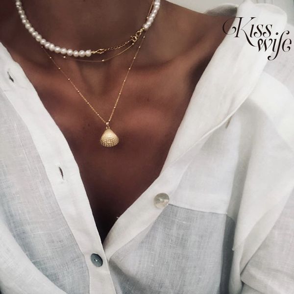 kisswife vintage pearl chain necklaces for women fashion multi-layer shell pearl necklace 2020 bohemian new choker jewelry, Silver 
kisswife vintage pearl chain necklaces for women fashion multi-layer shell pearl necklace 2020 bohemian new choker jewelry, Silver