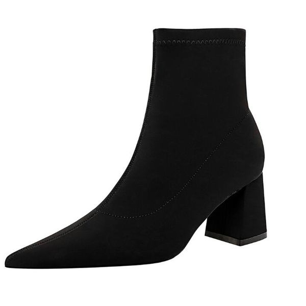 stretch flock boots women sock ankle boot femal square toe thick heels shoes ladies new suede boots slip on shoes botas mujer, Black
stretch flock boots women sock ankle boot femal square toe thick heels shoes ladies new suede boots slip on shoes botas mujer, Black