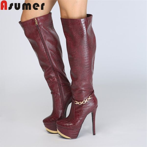 asumer large size 34-47 fashion autumn winter boots women round toe zip pu leather boots suoer high platform knee high, Black
asumer large size 34-47 fashion autumn winter boots women round toe zip pu leather boots suoer high platform knee high, Black