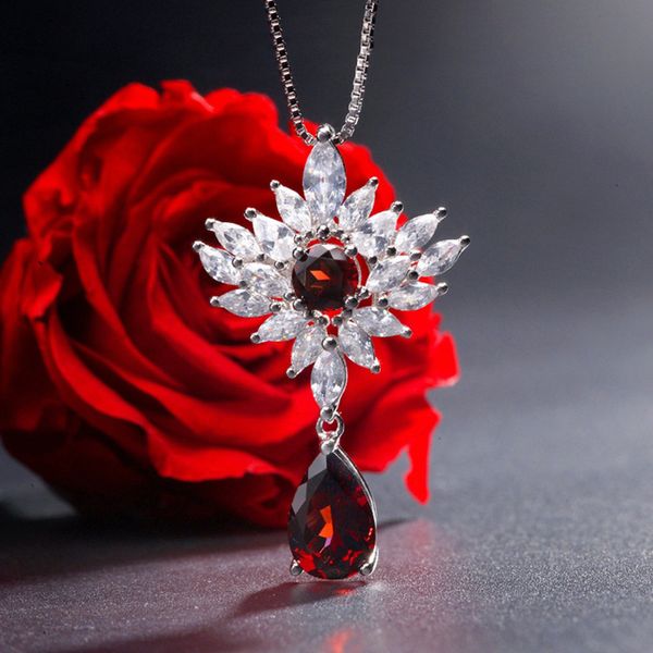 pendant necklaces fashion exquisite inlaid rhinestone red zircon necklace banquet wild temperament student couple, Silver
pendant necklaces fashion exquisite inlaid rhinestone red zircon necklace banquet wild temperament student couple, Silver
