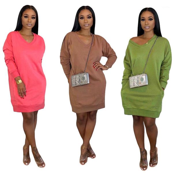 autumn solid color long sleeve women dress casual fashionable clothing v-neck loose womens designer dresses spring, Black;gray
autumn solid color long sleeve women dress casual fashionable clothing v-neck loose womens designer dresses spring, Black;gray