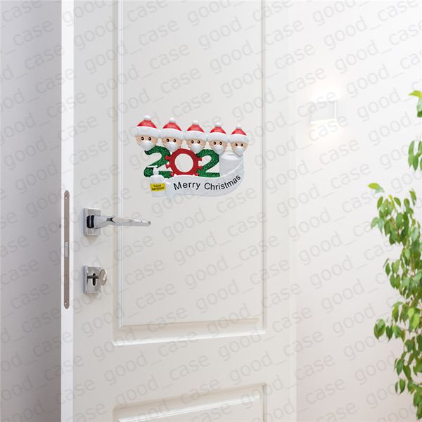 Christmas Family Sticker Quarantine 2020 Xmas Ornament Cartoon Poster With Face Mask Snowman Wall Window Decals Party Favor Gifts F91403