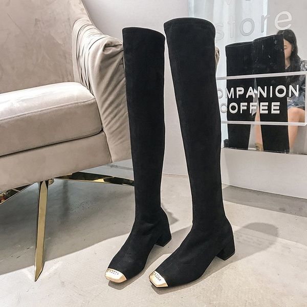 2020 over-the-knee boots slip-on basic round toe flock women boots square heel winter stretch women shoes size 34-39, Black
2020 over-the-knee boots slip-on basic round toe flock women boots square heel winter stretch women shoes size 34-39, Black