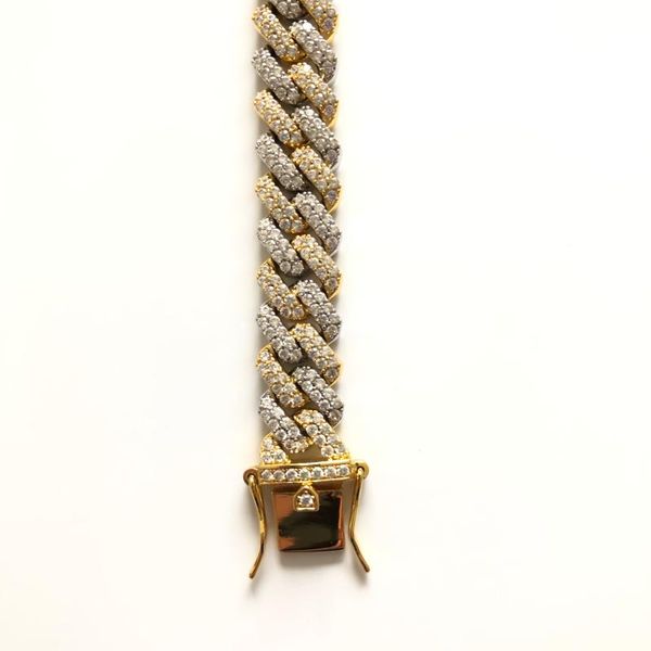 chains 19mm miami cuban link zircon rock hip hop style men's jewelry, Silver