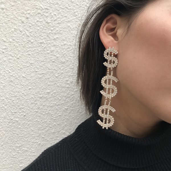 fashion jewelry dollar sign dangle earrings full rhinestone exaggerated earrings statement jewelry for women, Silver
fashion jewelry dollar sign dangle earrings full rhinestone exaggerated earrings statement jewelry for women, Silver