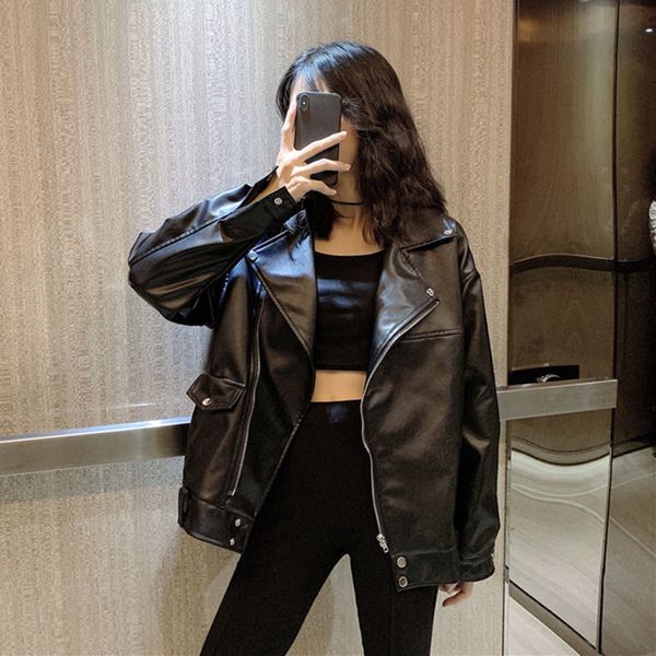 осень motor bike black jacket для женщин повседневная zipper верхняя одежда женщины turn down воротник длинные рукава pu кожаные куртки 2020
осень motor bike black jacket для женщин повседневная zipper верхняя одежда женщины turn down воротник длинные рукава pu кожаные куртки 2020