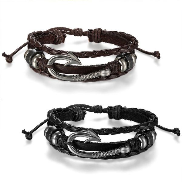 charm bracelets classic retro woven bracelet men and women alloy arrow fishhook anchor leather multi-layer punk jewelry, Golden;silver
charm bracelets classic retro woven bracelet men and women alloy arrow fishhook anchor leather multi-layer punk jewelry, Golden;silver