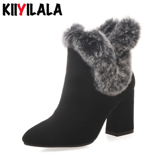 kiiyilala cow suede zip snow boots women booties natural fur square heels pointed toe warm plush woman ankle boots winter shoes, Black
kiiyilala cow suede zip snow boots women booties natural fur square heels pointed toe warm plush woman ankle boots winter shoes, Black