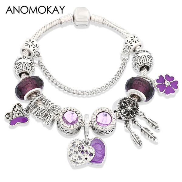 charm bracelets classic purple flower butterfly heart pendant bracelet dream catcher dangle bead crystal, Golden;silver
charm bracelets classic purple flower butterfly heart pendant bracelet dream catcher dangle bead crystal, Golden;silver