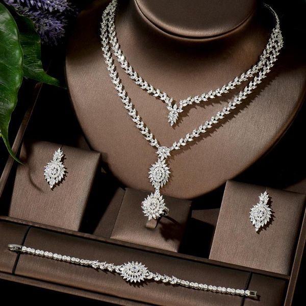 hibride trendy noble micro pave cubic zirconia dubai jewelry set latest luxury bridal wedding jewelry set for women gift n-1497, Silver
hibride trendy noble micro pave cubic zirconia dubai jewelry set latest luxury bridal wedding jewelry set for women gift n-1497, Silver