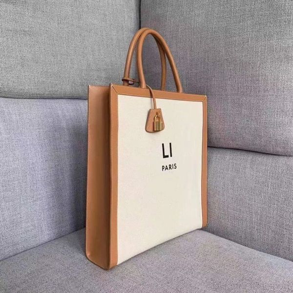 ladies high-end custom new handbag 2019 designer handbags fashion street style leather stitching canvas large-capacity shopping bag