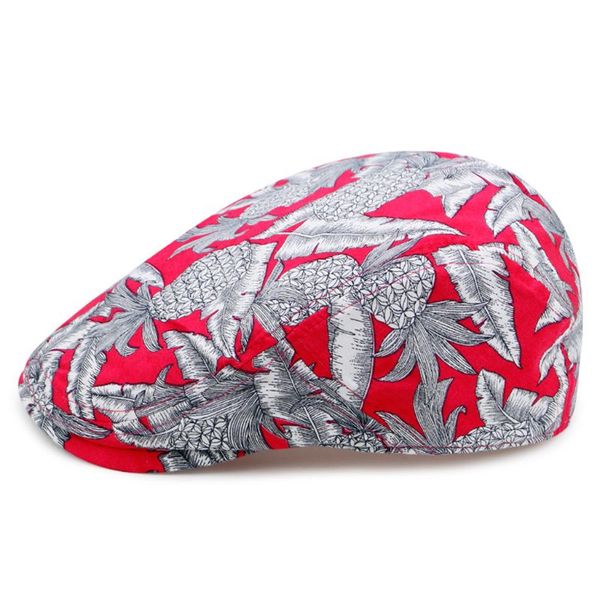 women floral pineapple print beret flat cap sunscreen visor newsboy peaked hat, Blue;gray 
women floral pineapple print beret flat cap sunscreen visor newsboy peaked hat, Blue;gray