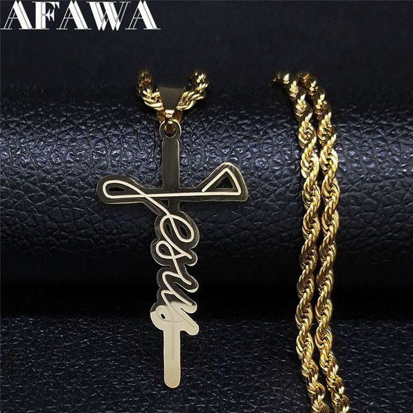 pendant necklaces afawa 2021 jesus cross stainless steel long necklace men gold color & pendants jewelry collares hombre n4133s02, Silver
pendant necklaces afawa 2021 jesus cross stainless steel long necklace men gold color & pendants jewelry collares hombre n4133s02, Silver