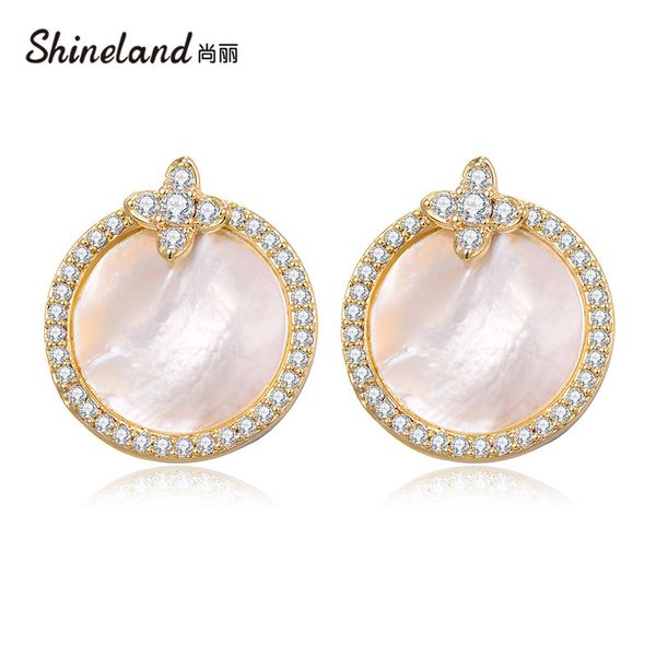 stud shineland bijoux shell crystal flower earrings women copper party wedding accessories boucle d'oreille femme, Golden;silver
stud shineland bijoux shell crystal flower earrings women copper party wedding accessories boucle d'oreille femme, Golden;silver
