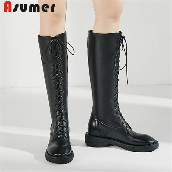 asumer 2020 new knee high boots women shoes lace up black autumn winter boots fashion genuine leather botas
asumer 2020 new knee high boots women shoes lace up black autumn winter boots fashion genuine leather botas