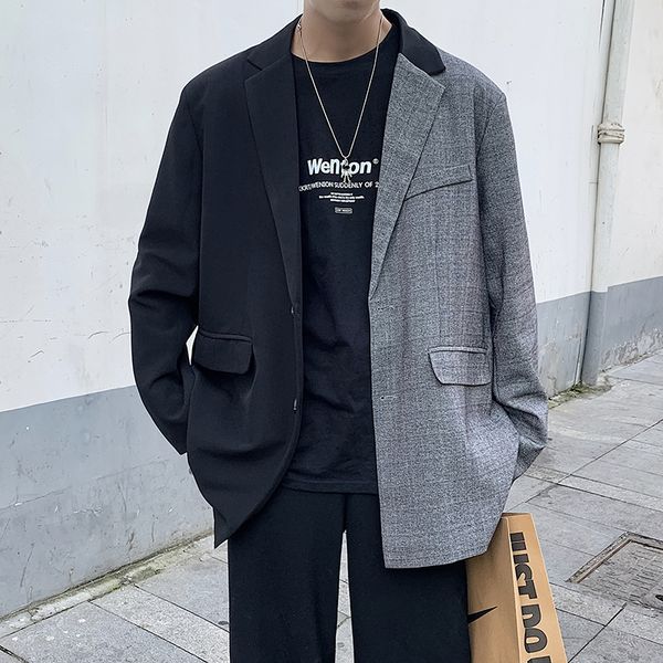 men's suits & blazers casual blazer oversize suit coat autumn fashion windbreaker young streetwear clothing patchwork loose big jackets, White;black
men's suits & blazers casual blazer oversize suit coat autumn fashion windbreaker young streetwear clothing patchwork loose big jackets, White;black