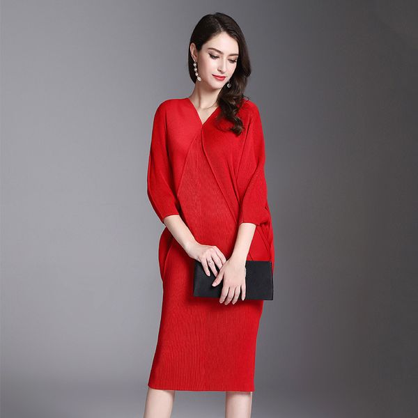 summer wear three homestead fold bat sleeve dress easy will code pleat, Black;gray
summer wear three homestead fold bat sleeve dress easy will code pleat, Black;gray