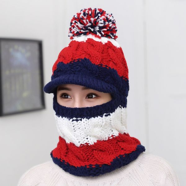 knitted hat scarf muffler one piece color block decoration winter thermal yarn winter girls knitted hat, Blue;gray
knitted hat scarf muffler one piece color block decoration winter thermal yarn winter girls knitted hat, Blue;gray