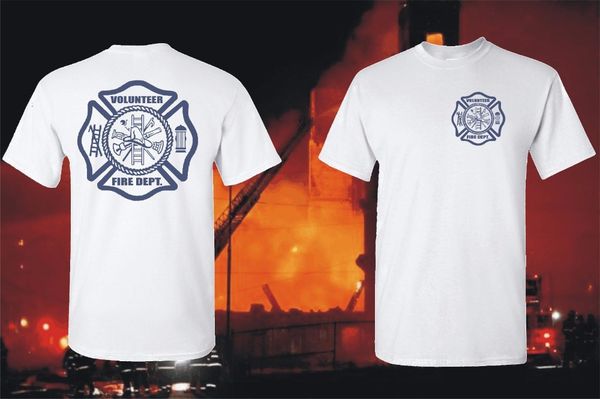 2019 new arrival stringer men firefighter volunteer fire department rescue emt t-shirt graphic white tee shirt