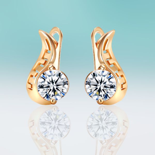 charm zirconia stud earrings for women cubic zirconia beads gold hollow geometric small earrings temperament jewelry gift, Golden;silver