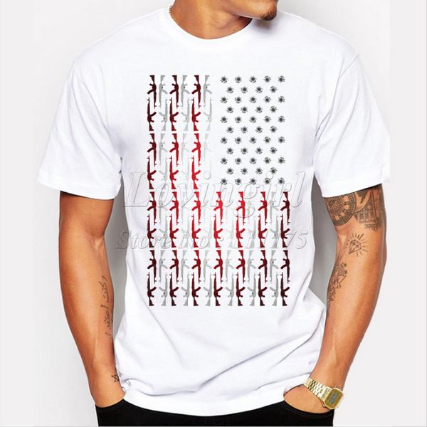 2019 men's fashion short sleeve gun printed t-shirt harajuku funny tee shirts hipster o-neck cool