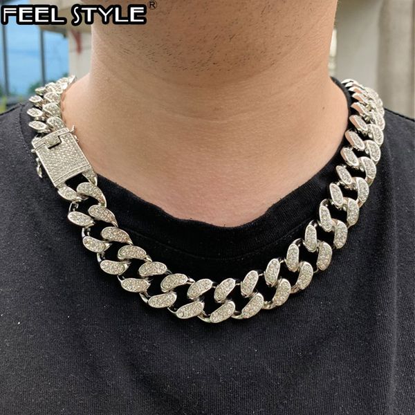 1set 20mm gold full iced out paved rhinestones miami curb cuban chain cz bling rapper necklaces for men hip hop jewelry, Silver
1set 20mm gold full iced out paved rhinestones miami curb cuban chain cz bling rapper necklaces for men hip hop jewelry, Silver