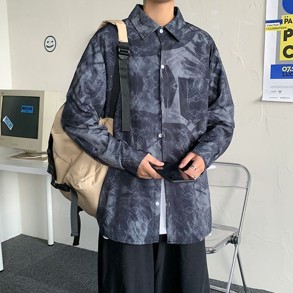 tie dyed men's spring korean fashion loose inschao brand personalized long sleeve shirt coat, White;black
tie dyed men's spring korean fashion loose inschao brand personalized long sleeve shirt coat, White;black