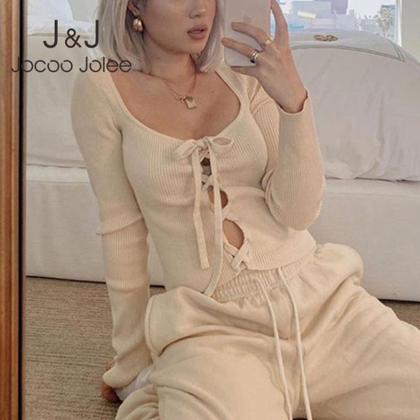 jocoo jolee autumn women long sleeve lace up knitted sweater elegant slim cardigan bandage cropped outerwear, White
jocoo jolee autumn women long sleeve lace up knitted sweater elegant slim cardigan bandage cropped outerwear, White