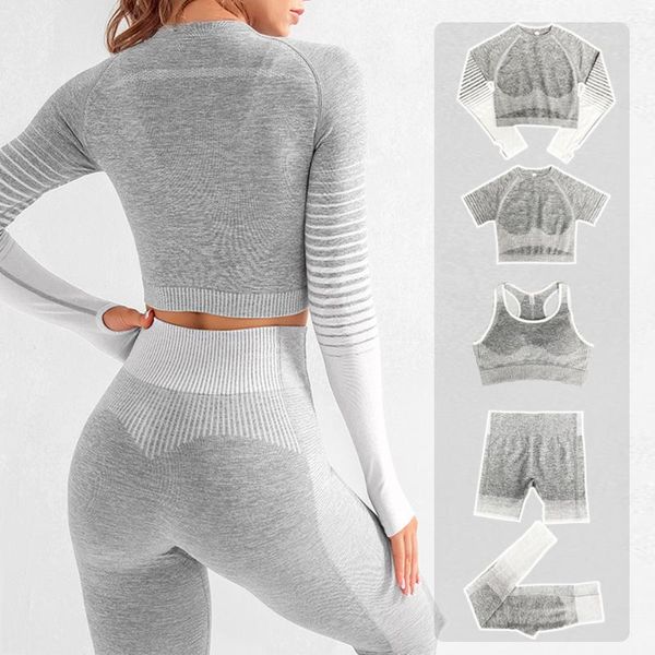 yoga outfits 2/3/5pcs seamless women set gym fitness sports bra crop long sleeve high waist leggings workout clothes, White;red
yoga outfits 2/3/5pcs seamless women set gym fitness sports bra crop long sleeve high waist leggings workout clothes, White;red