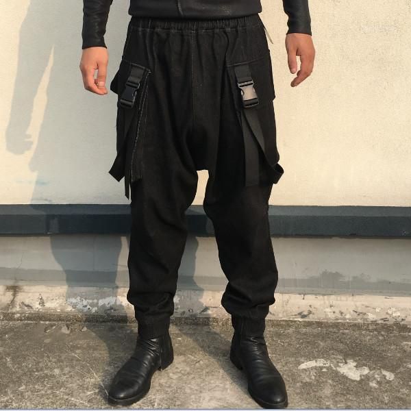 2020 new men's personality big pocket loose denim bottom pants street hip hop fashion men's harem pants1, Black
2020 new men's personality big pocket loose denim bottom pants street hip hop fashion men's harem pants1, Black