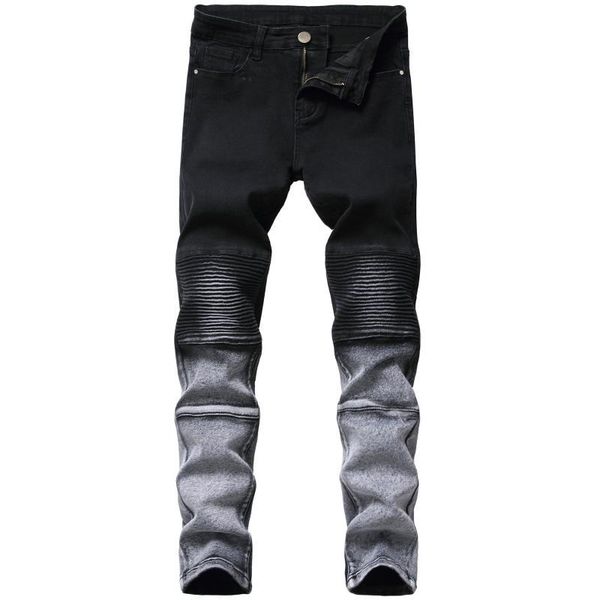 moto & biker patchwork jeans men pleated gradient slim denim full length trousers male cowboy, Blue
moto & biker patchwork jeans men pleated gradient slim denim full length trousers male cowboy, Blue