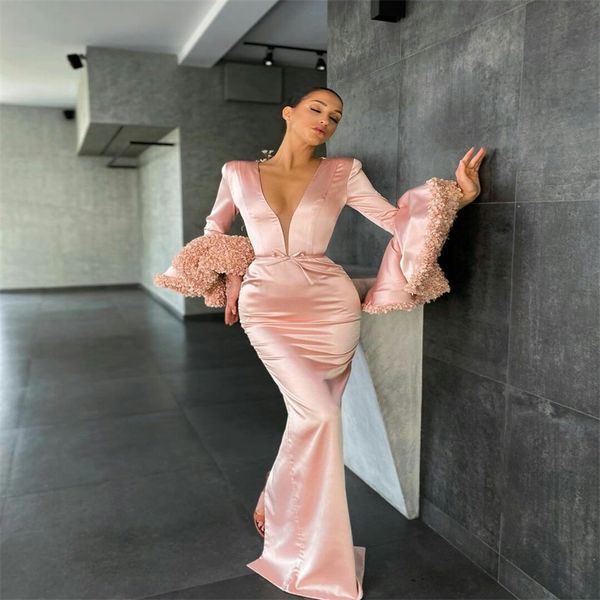 v neck evening dresses applique ruffles design long sleeves prom dresses custom made soft satin fashion formal pink party gown sale, Black;red
v neck evening dresses applique ruffles design long sleeves prom dresses custom made soft satin fashion formal pink party gown sale, Black;red