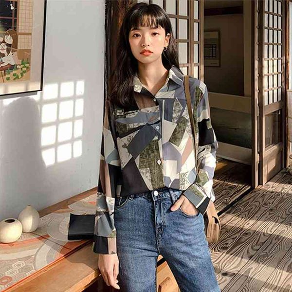 retro geometric print womens shirt fashion long sleeve loose office lady blouse, White
retro geometric print womens shirt fashion long sleeve loose office lady blouse, White