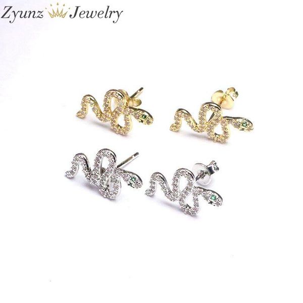 10 pairs, gold / silver color stud earrings cz micro paved fashion cubic zircon snake studs women new jewelry, Golden;silver
10 pairs, gold / silver color stud earrings cz micro paved fashion cubic zircon snake studs women new jewelry, Golden;silver
