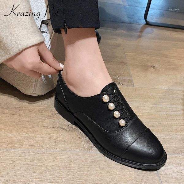 krazing pot gladiator cow leather pearl decorations noble round toe thick low heel slip on young lady large size women pumps l581, Black
krazing pot gladiator cow leather pearl decorations noble round toe thick low heel slip on young lady large size women pumps l581, Black
