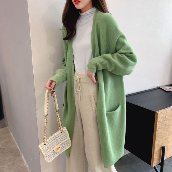 women's spring autumn fashion solid color v-neck single breasted loose medium long knitted cardigan sweater, Gray
women's spring autumn fashion solid color v-neck single breasted loose medium long knitted cardigan sweater, Gray