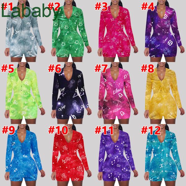 women jumpsuit designer 2021 slim fashion constellations printed v neck casual rompers ladies long sleeve shorts home bodysuit sell, Black;white
women jumpsuit designer 2021 slim fashion constellations printed v neck casual rompers ladies long sleeve shorts home bodysuit sell, Black;white