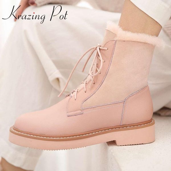krazing pot genuine leather round toe med heel three colors snow boots winter warm shoes women sweet pretty lady ankle boots l96, Black
krazing pot genuine leather round toe med heel three colors snow boots winter warm shoes women sweet pretty lady ankle boots l96, Black