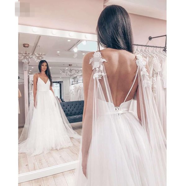 spaghetti straps wedding dresses backless tulle skirt satin vestido de novia sleeveless v-neck boho backless 2021 bride dress, White
spaghetti straps wedding dresses backless tulle skirt satin vestido de novia sleeveless v-neck boho backless 2021 bride dress, White